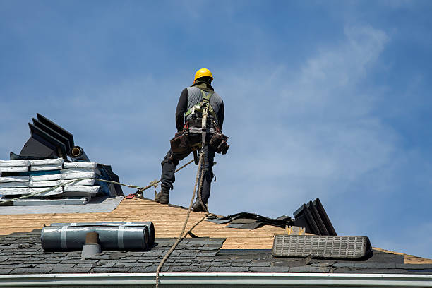 Professional Gutter Installation technician working in Port Washington, WI